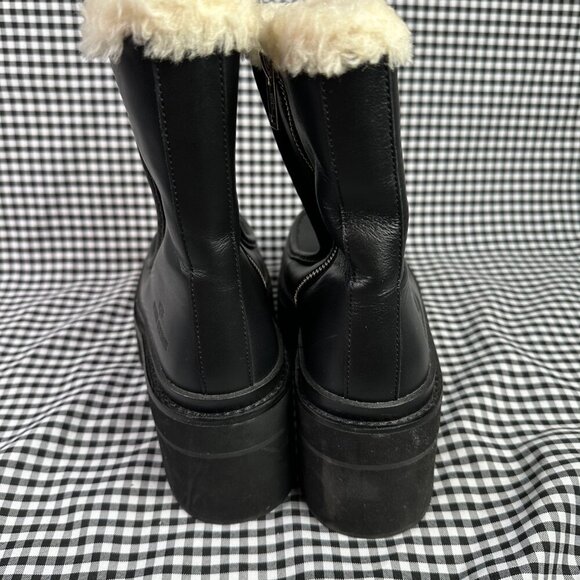 Ugg x Opening Ceremony Leather Shearling Moc Toe Black Boots Women's Size 7 - Picture 3 of 6